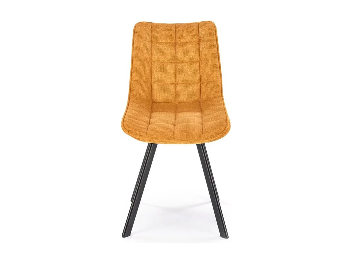 Chaise jaune moutarde en tissu avec pieds en métal noir Edy