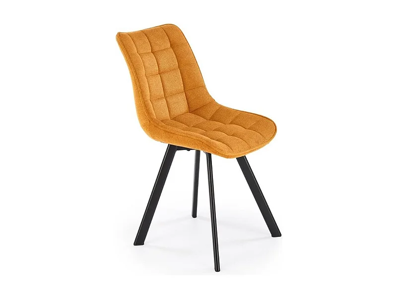 Chaise jaune moutarde en tissu avec pieds en métal noir Edy