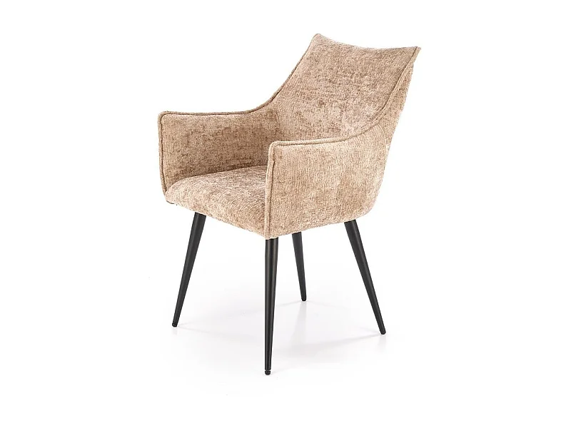 Chaise design en tissu beige et pieds métal noir Symphony