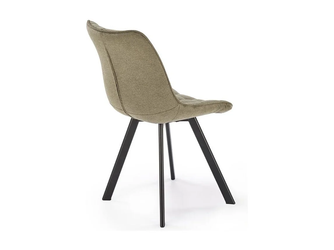 Chaise en tissu vert olive avec pieds en métal noir Edy