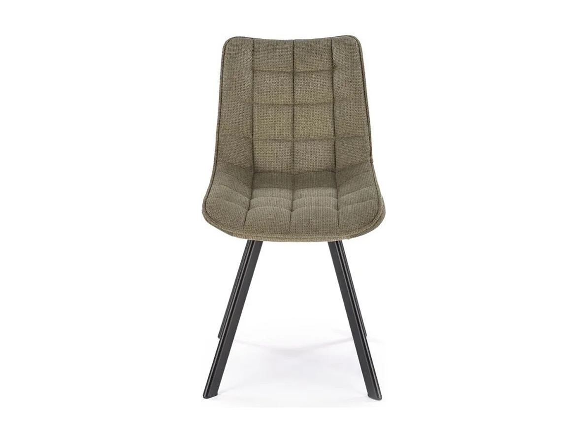 Chaise en tissu vert olive avec pieds en métal noir Edy