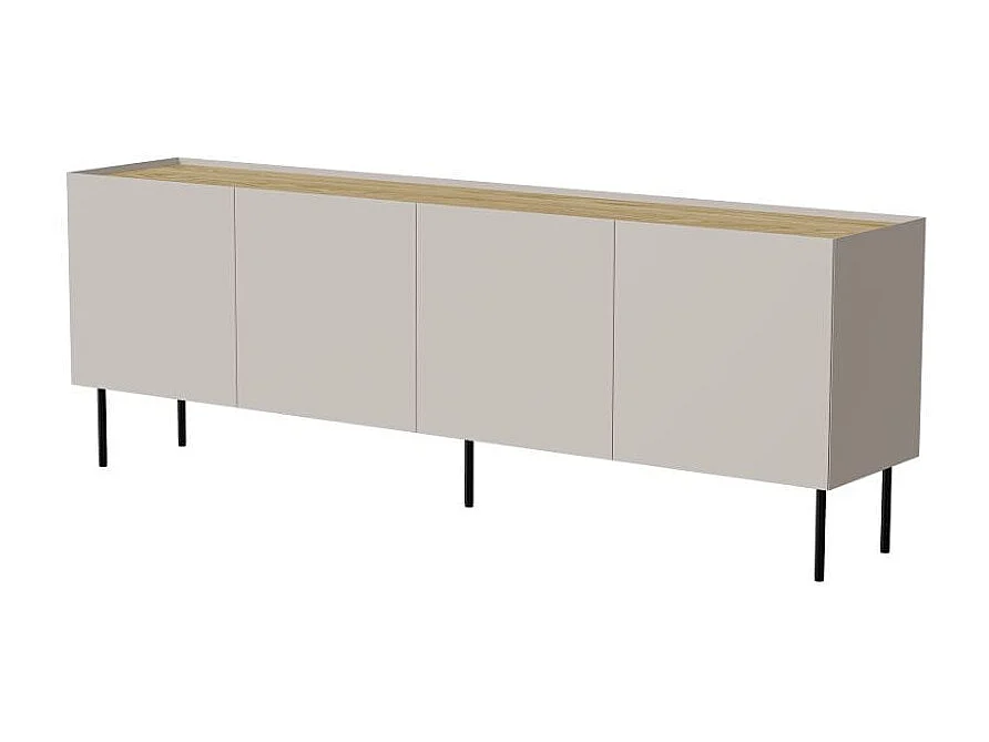 Buffet 200cm bois et cachemire 4 portes Mauro
