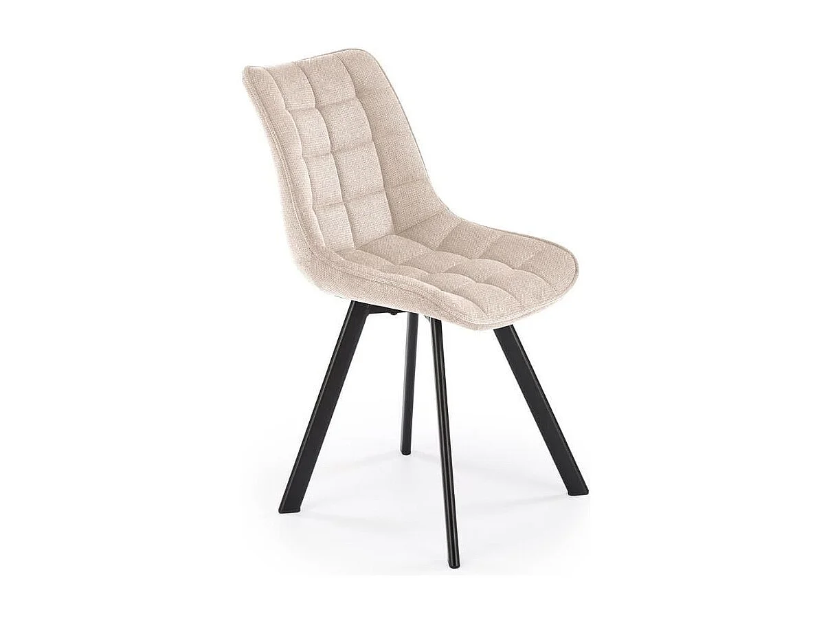 Chaise beige confort en tissu avec pied noir en métal Edy