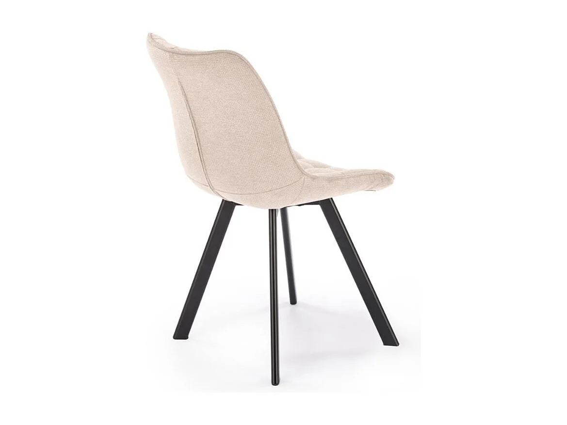 Chaise beige confort en tissu avec pied noir en métal Edy