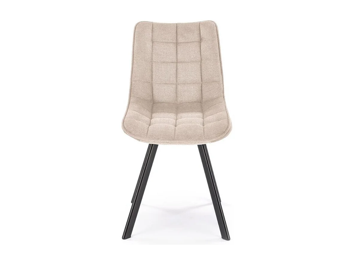 Chaise beige confort en tissu avec pied noir en métal Edy