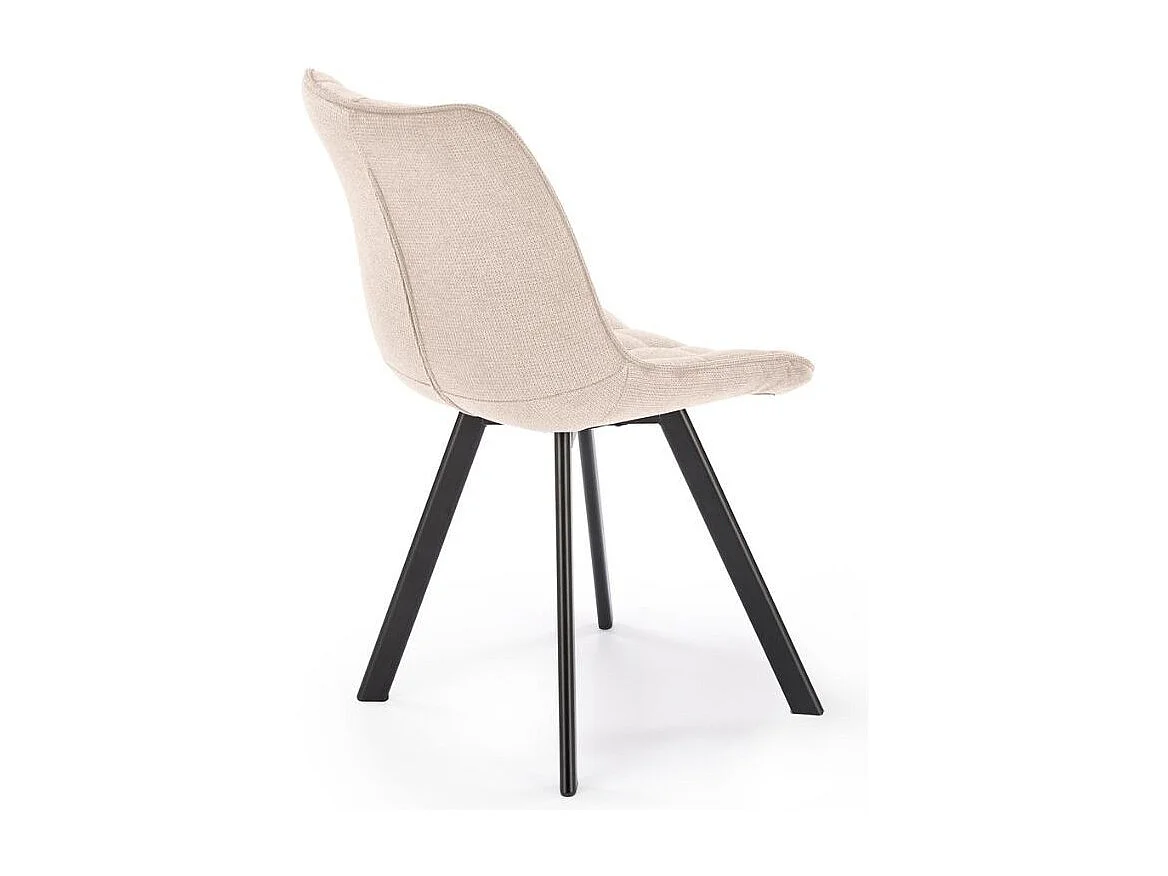 Chaise beige confort en tissu avec pied noir en métal Edy