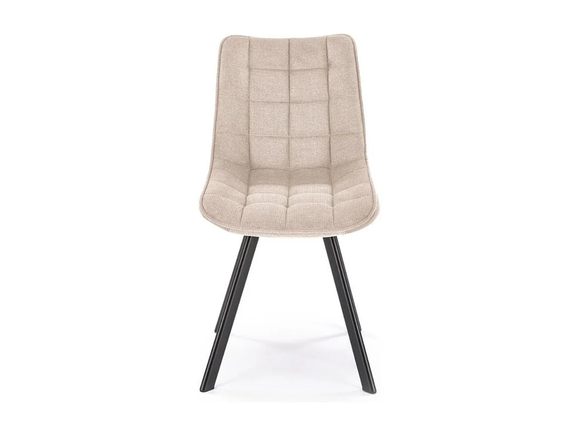 Chaise beige confort en tissu avec pied noir en métal Edy
