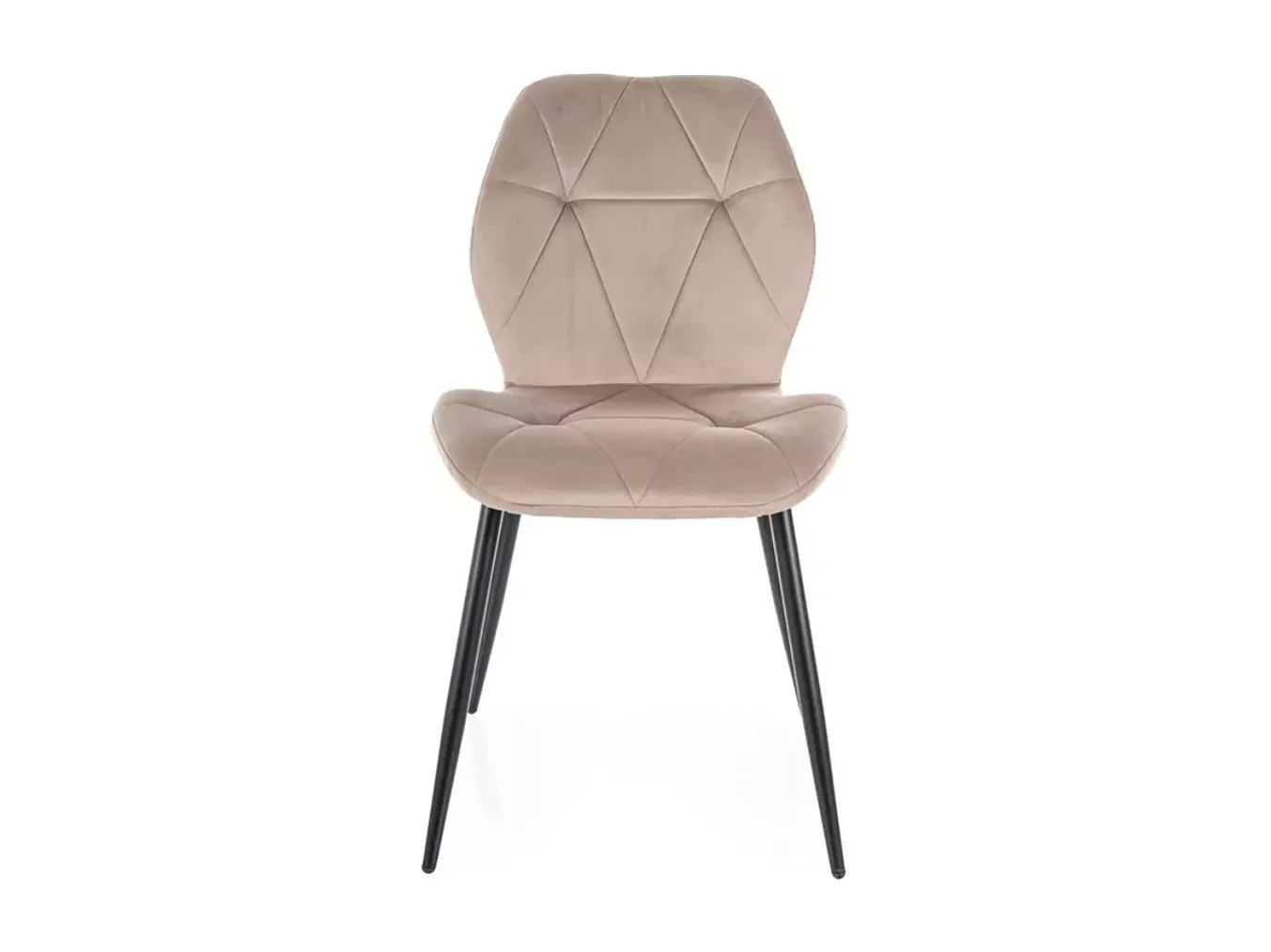 Chaise en velours beige avec piétement noir mat et assise rembourrée confortable LIRYCA