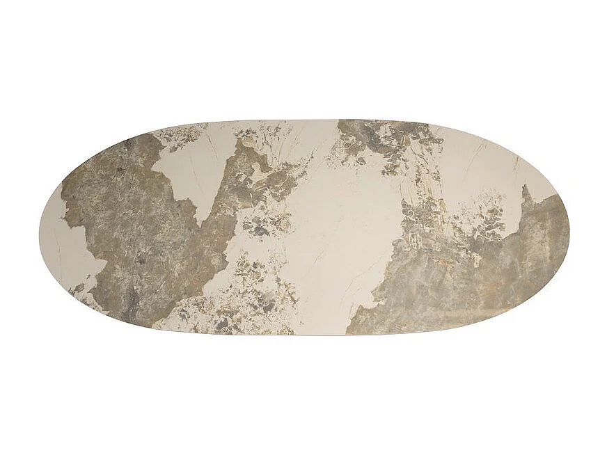 Table a manger céramique style marbre pied central bois 200 x 90 cm Gabie