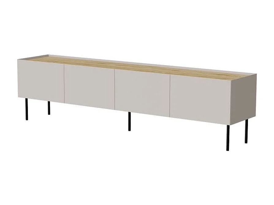 Meuble télé 200 cm 4 portes bois et cachemire Mauro