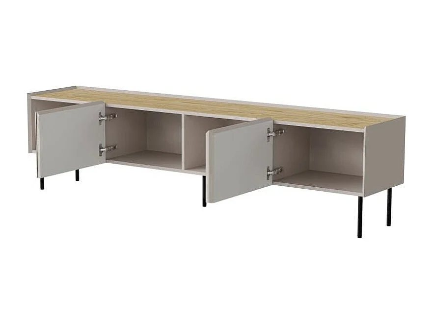 Meuble télé 200 cm 4 portes bois et cachemire Mauro