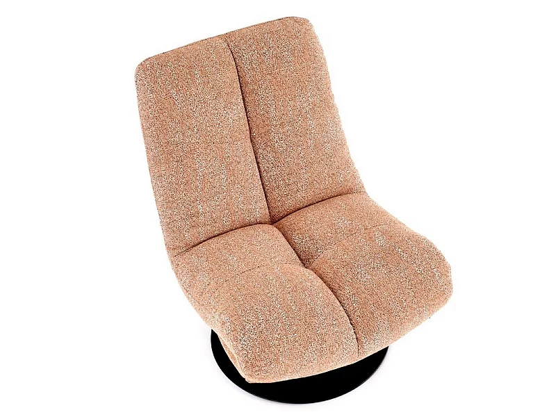 Fauteuil design pivotant en tissu cannelle et pied métal noir Gia