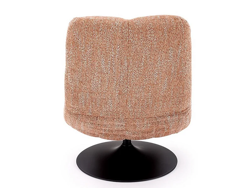 Fauteuil design pivotant en tissu cannelle et pied métal noir Gia