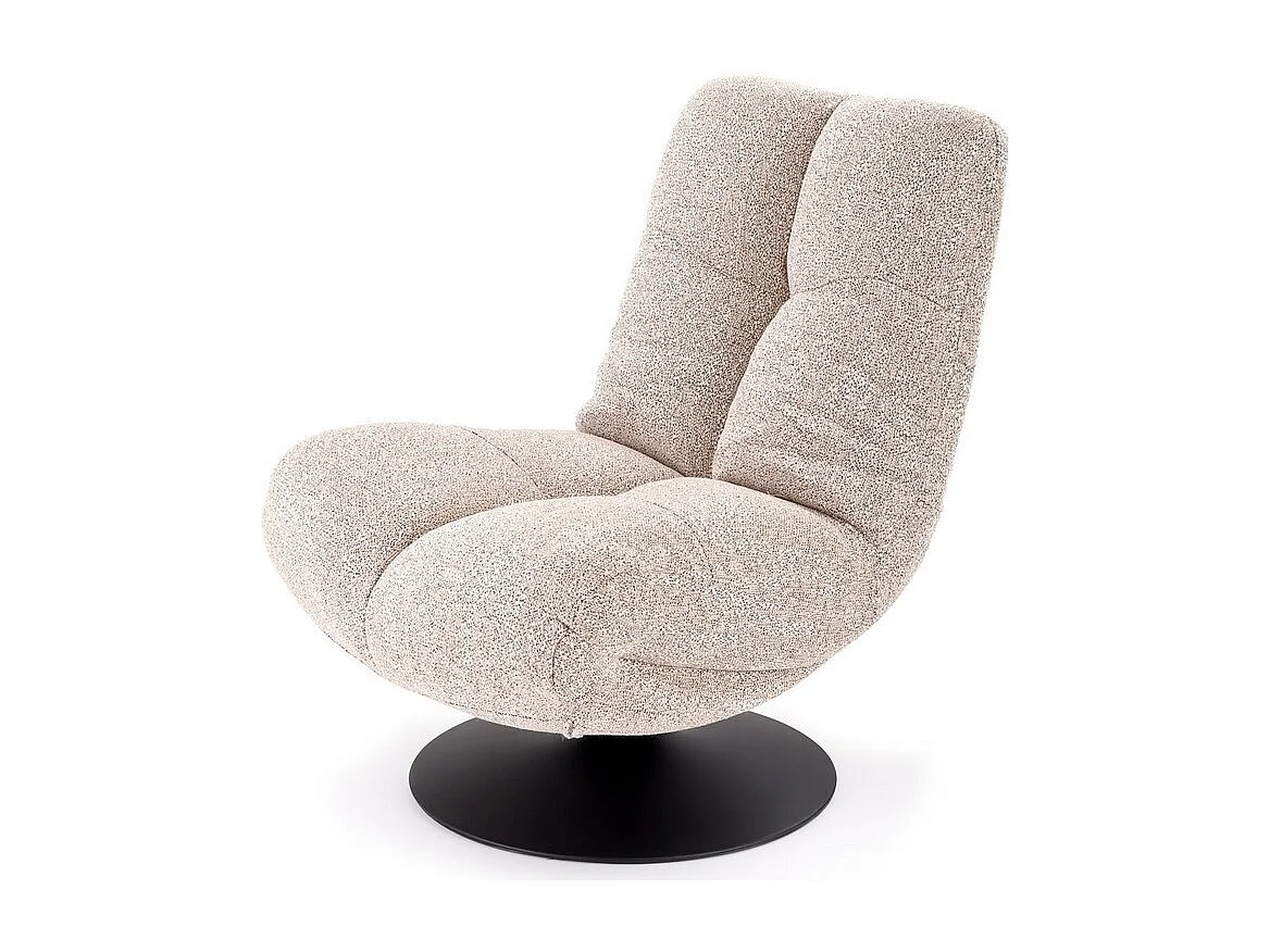 Fauteuil pivotant design en tissu beige et pied métal noir Gia