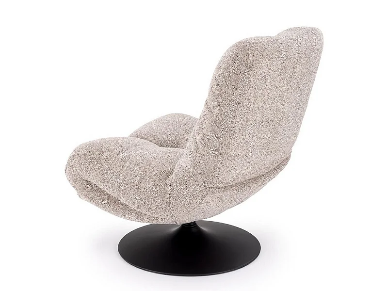Fauteuil pivotant design en tissu beige et pied métal noir Gia
