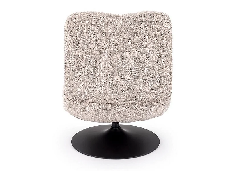 Fauteuil pivotant design en tissu beige et pied métal noir Gia