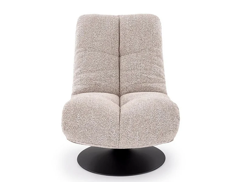 Fauteuil pivotant design en tissu beige et pied métal noir Gia