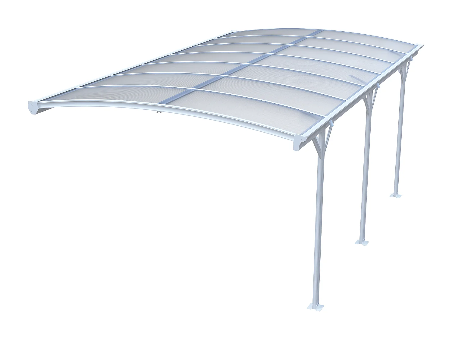 Extension pour carport pergola autoportant en aluminium - 1 voiture - L505 x H239 cm - 15,15 m² - Blanc - BARESA