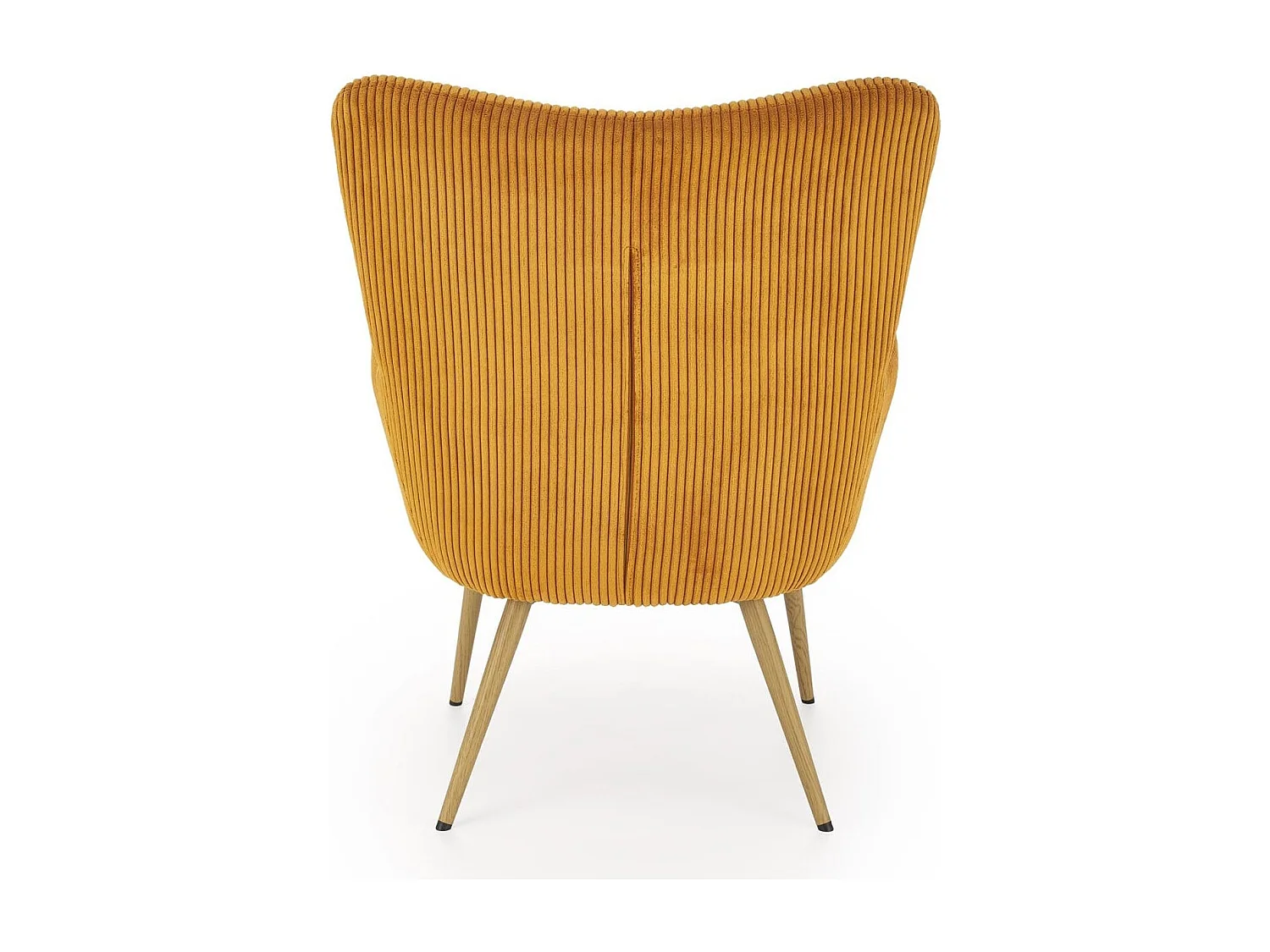 Fauteuil lounge en velours côtelé moutarde et pieds en acier AENOR