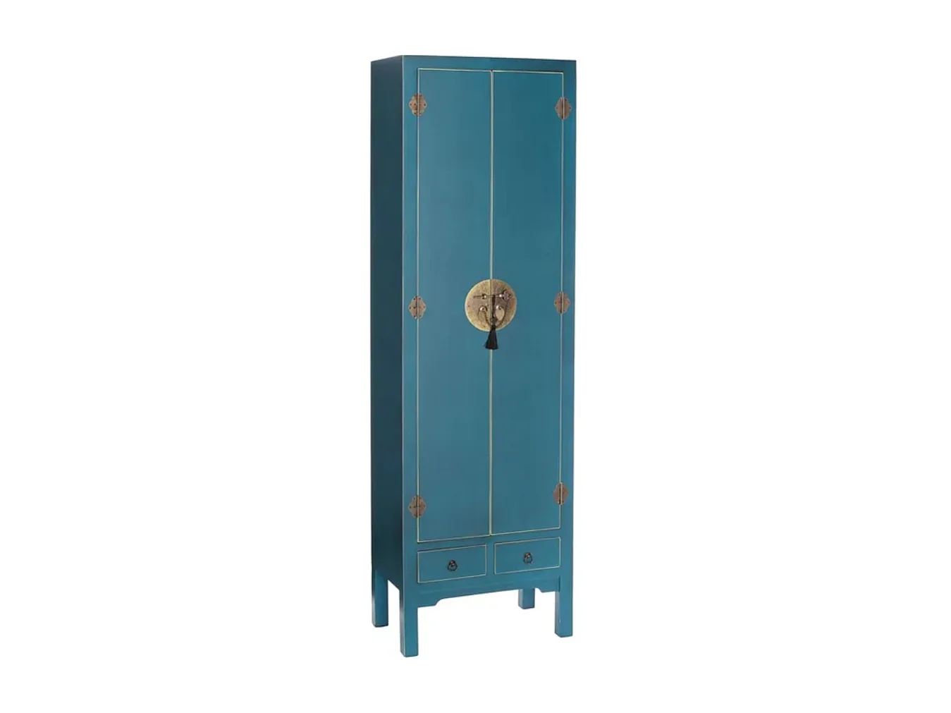 Vestiaire bleu 2 portes hautes et 2 tiroirs bas style ancien asiatique AÉRIS