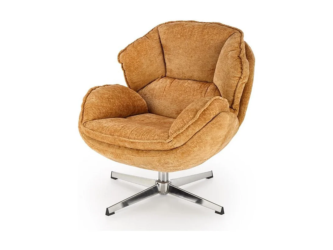 Fauteuil tissu jaune moutarde pivotant Dadou