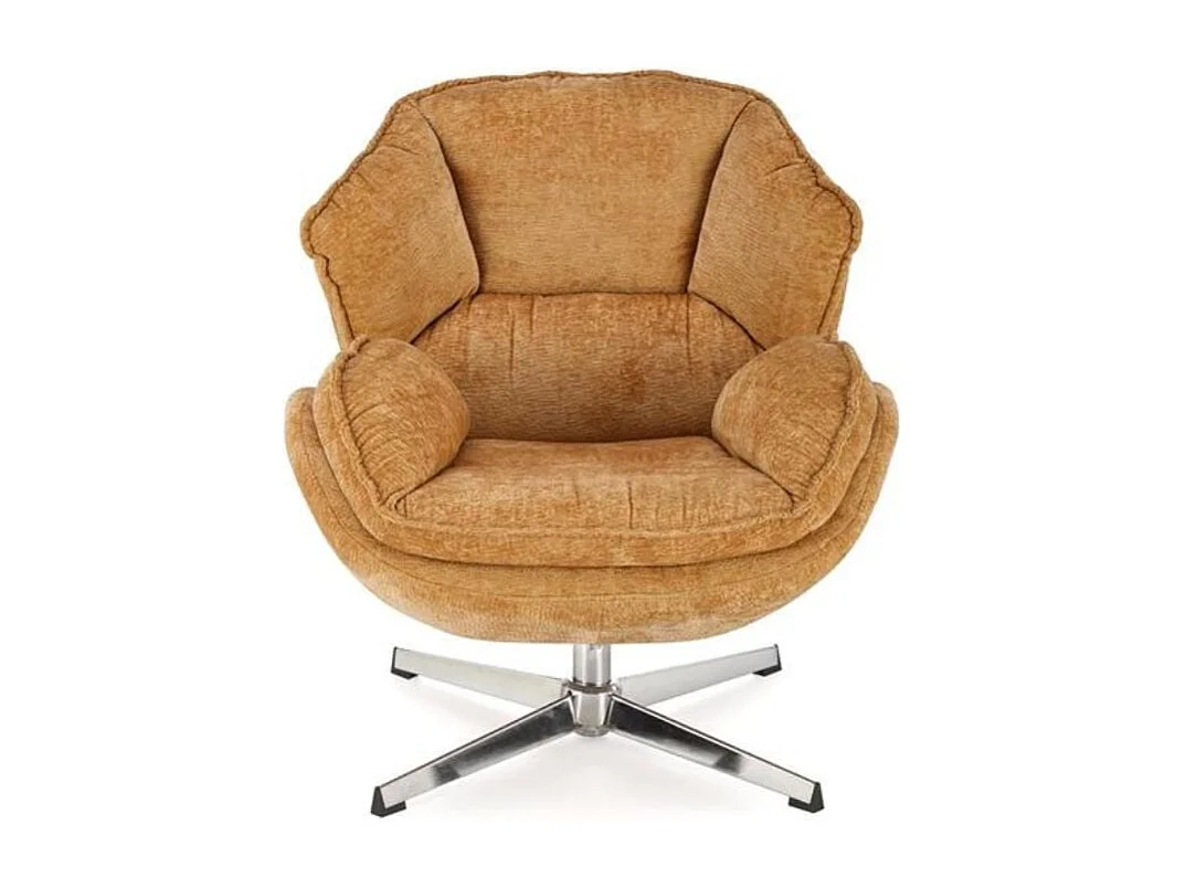 Fauteuil tissu jaune moutarde pivotant Dadou