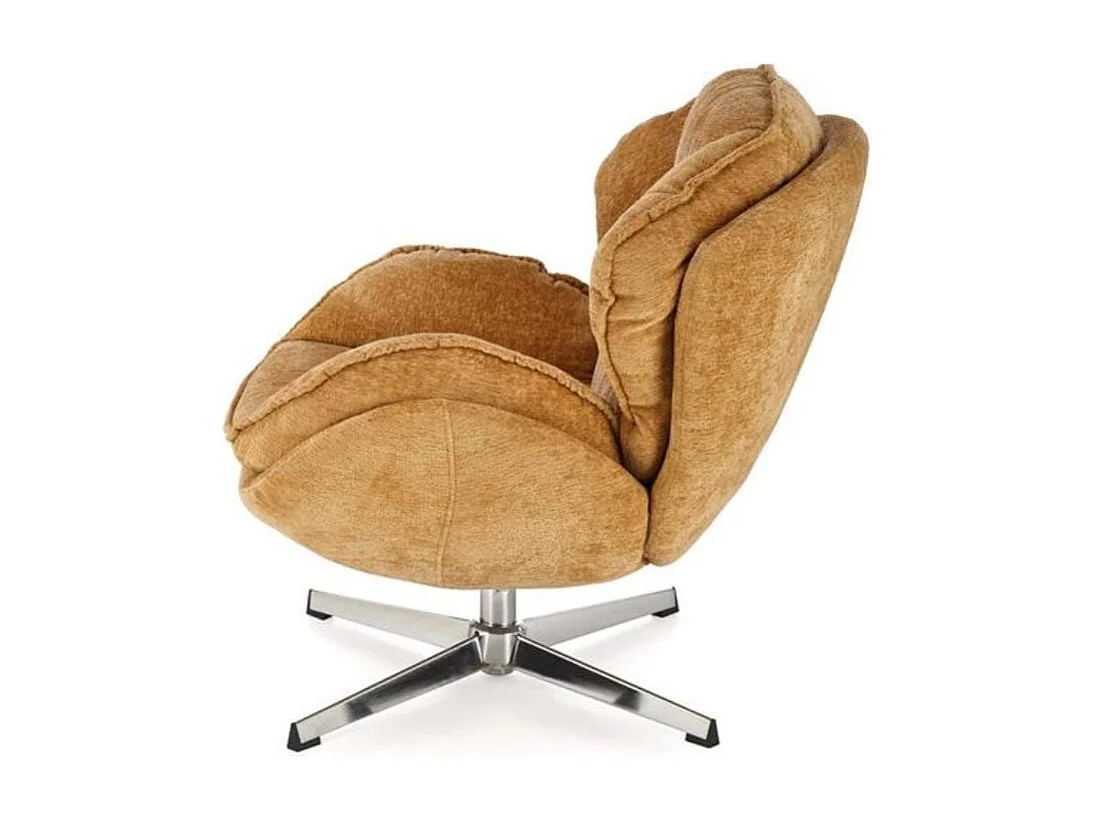 Fauteuil tissu jaune moutarde pivotant Dadou