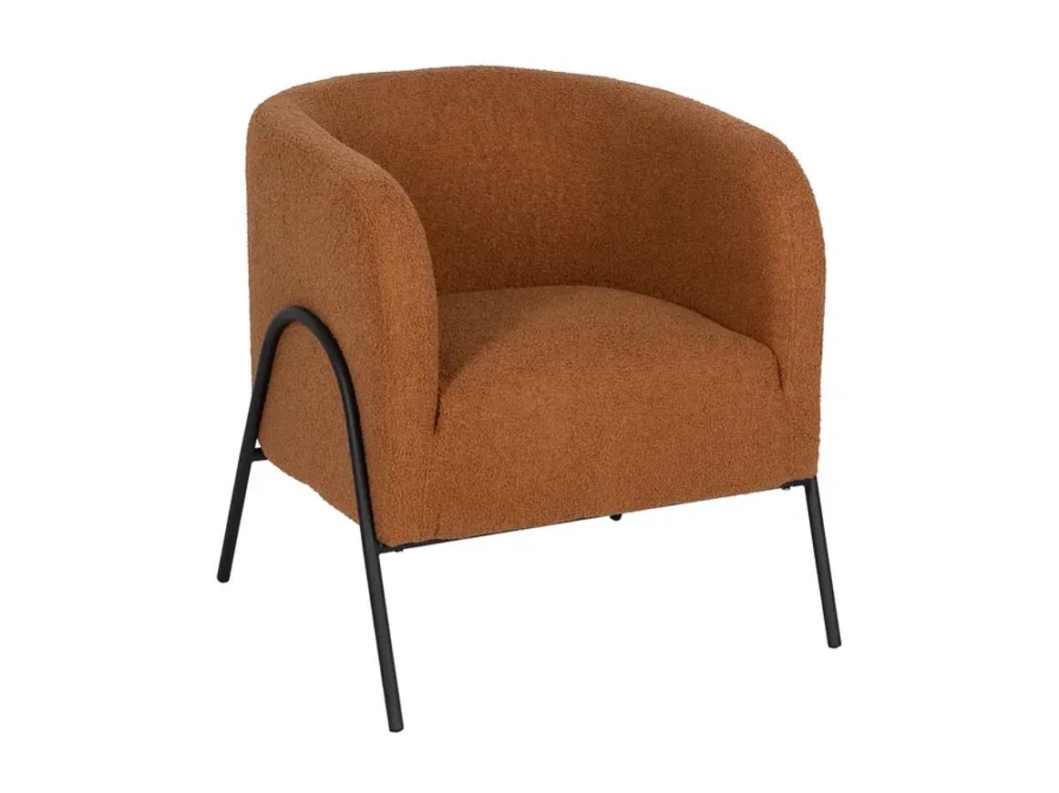 Fauteuil bouclé terracotta design chaleureux structure métal FALORIA