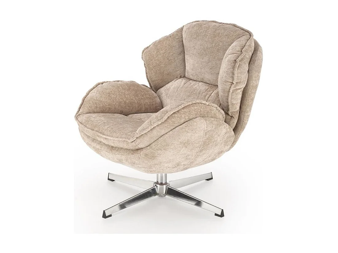 Fauteuil confort beige en tissu, pivotant 360° Dadou