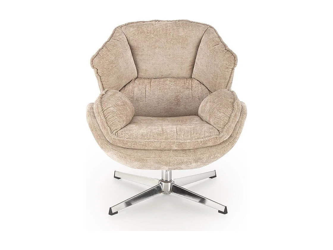Fauteuil confort beige en tissu, pivotant 360° Dadou