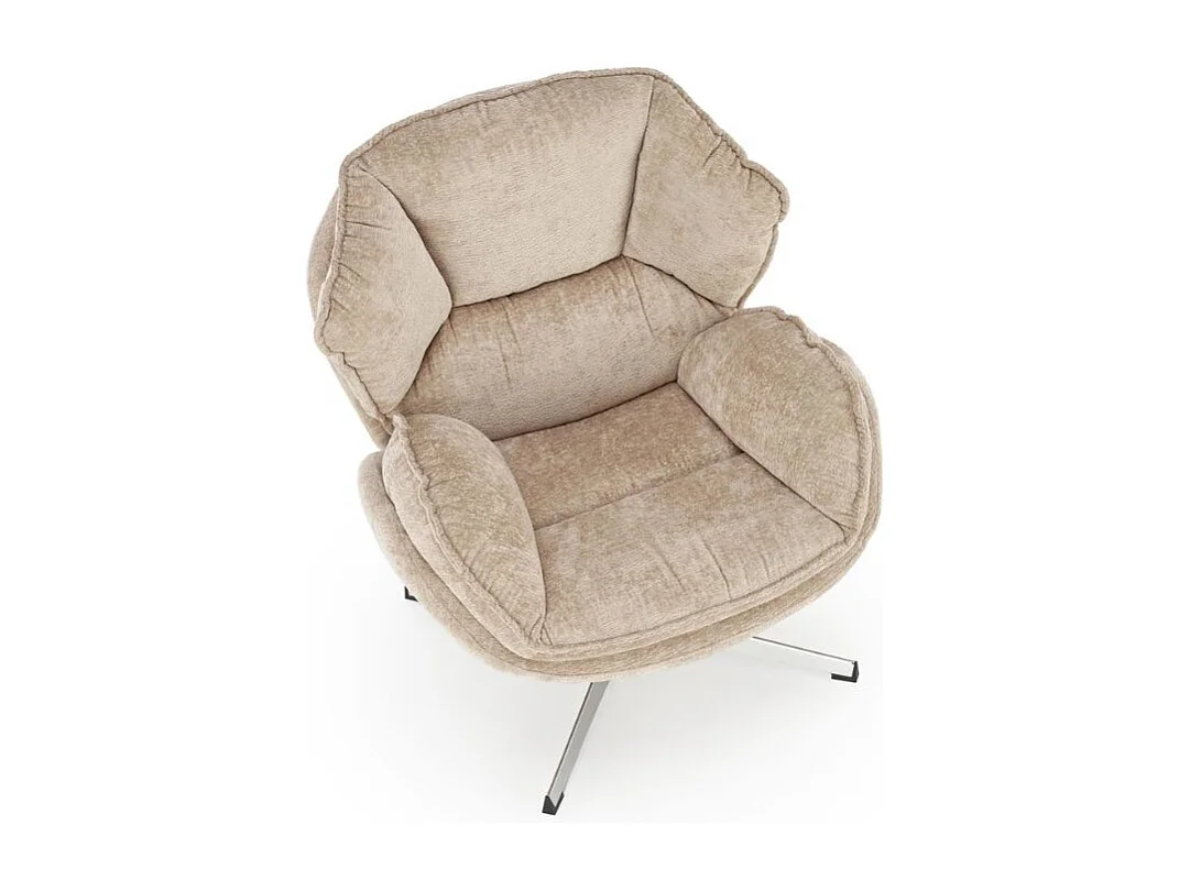 Fauteuil confort beige en tissu, pivotant 360° Dadou