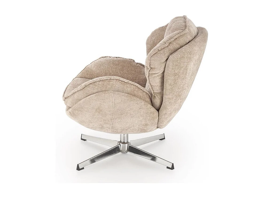 Fauteuil confort beige en tissu, pivotant 360° Dadou
