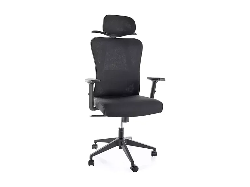 Chaise de bureau pivotante ergonomique tissu noir TILT multibloc cintre intégré MARINO