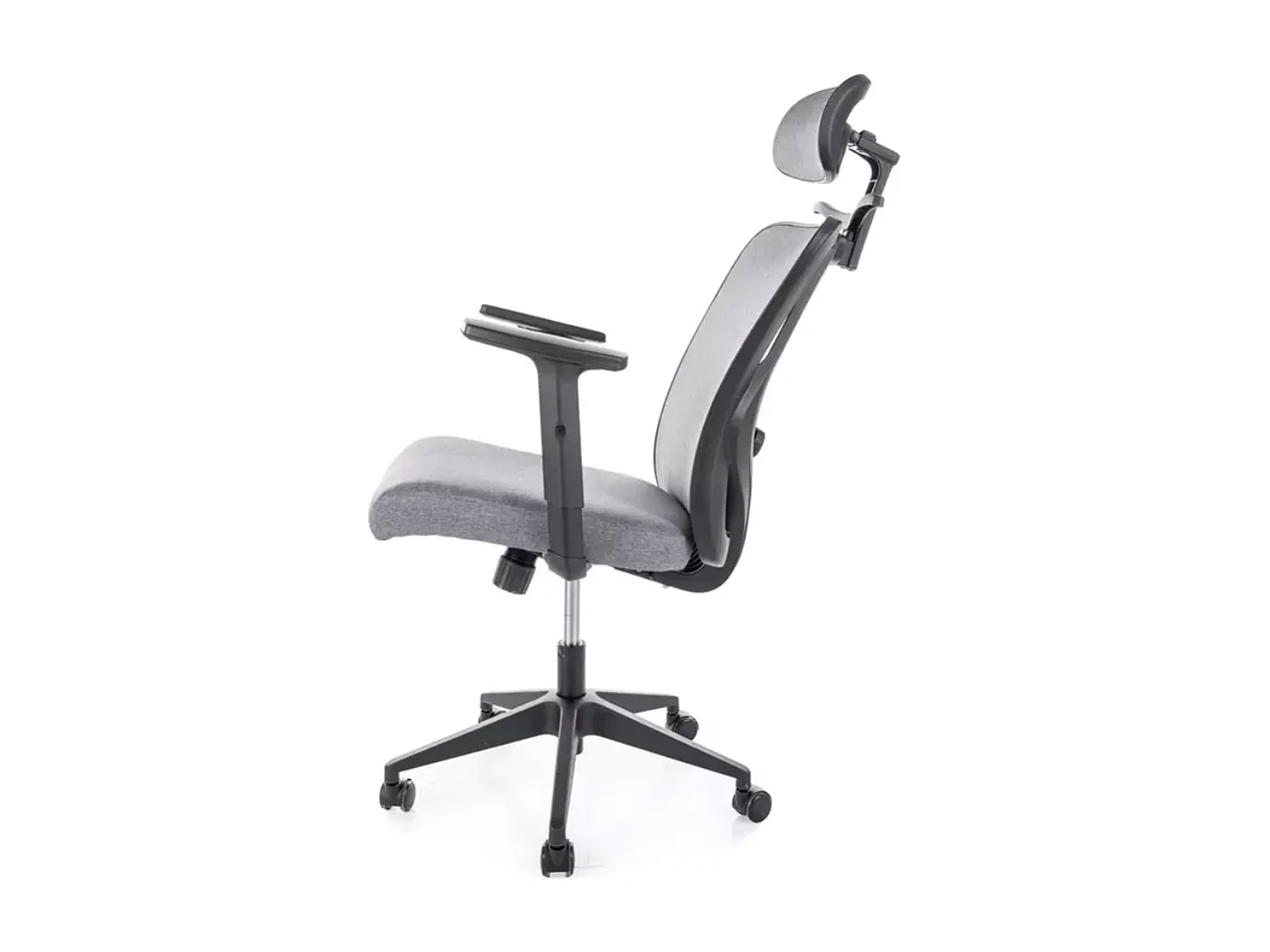 Chaise de bureau pivotante ergonomique tissu gris TILT multibloc cintre intégré MARINO
