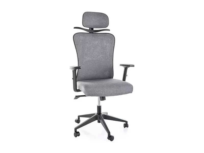 Chaise de bureau pivotante ergonomique tissu gris TILT multibloc cintre intégré MARINO