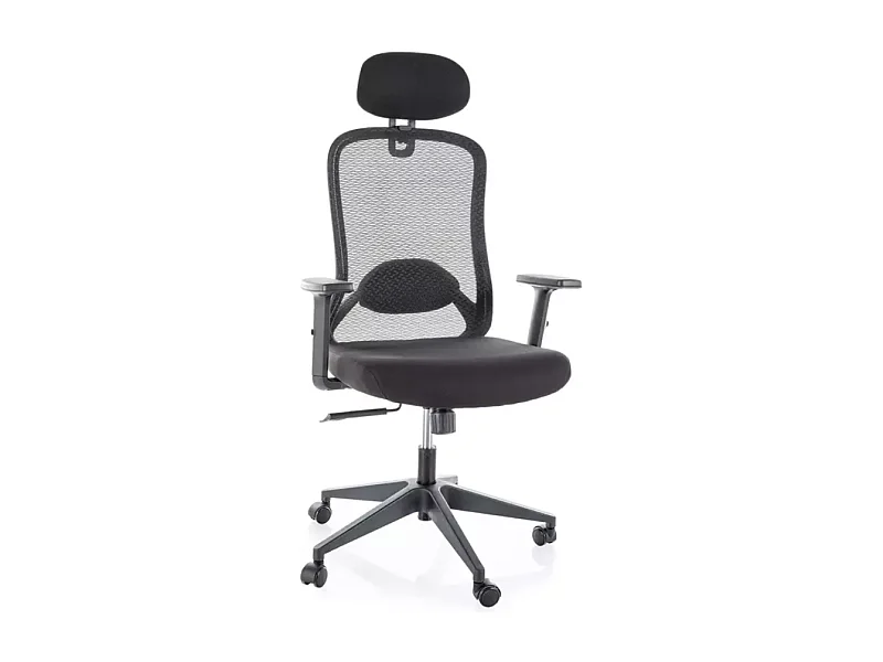 Fauteuil de bureau pivotant ergonomique noir dossier et appui-tête réglable LORE