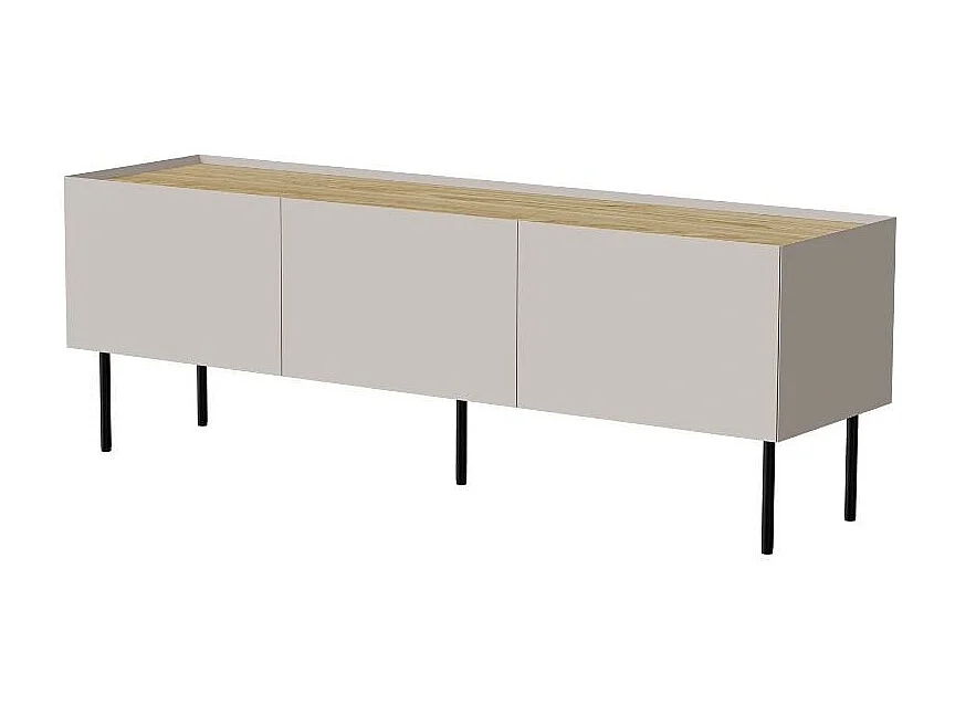 Meuble télé 150 cm cachemire et bois - 3 portes - Mauro