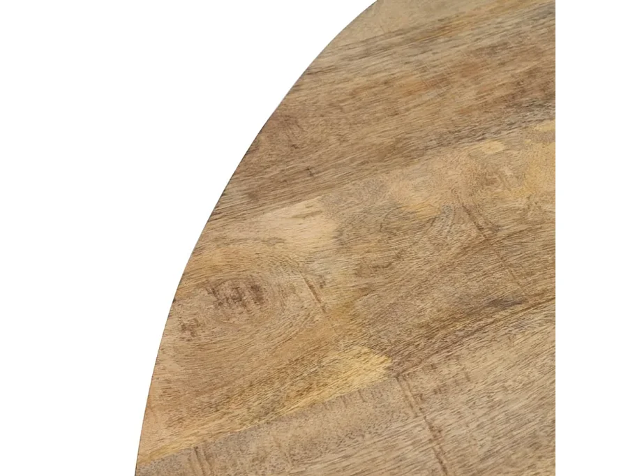 Table à manger ronde 130 cm bois brut pied étoile noir BRUMALIA