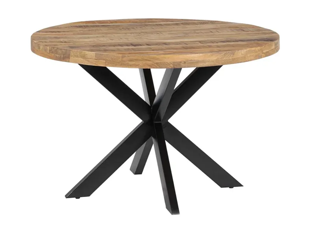 Table à manger ronde 140 cm bois massif et pied étoile noir NOCTILIA