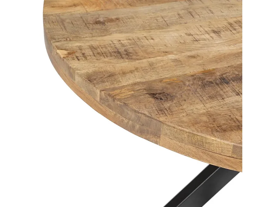Table à manger ronde 140 cm bois massif et pied étoile noir NOCTILIA