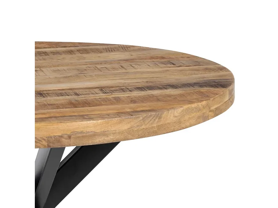 Table à manger ronde 140 cm bois massif et pied étoile noir NOCTILIA