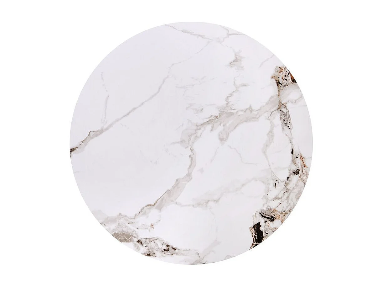 Ensemble de deux tables basses rondes avec plateau aspect marbre OMAR