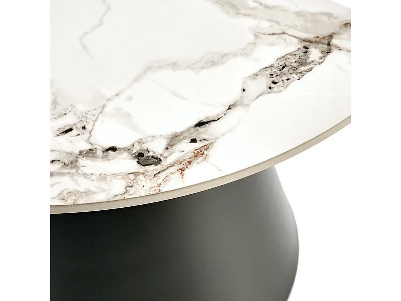 Ensemble de deux tables basses rondes avec plateau aspect marbre OMAR