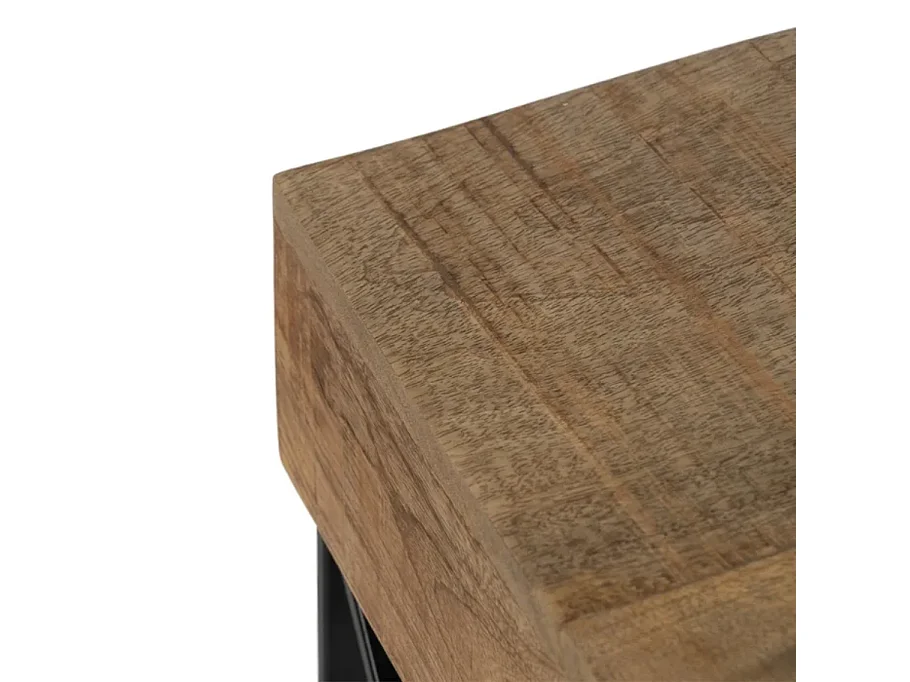 Bureau secrétaire bois manguier massif pieds métal noir 120 cm CELINOR