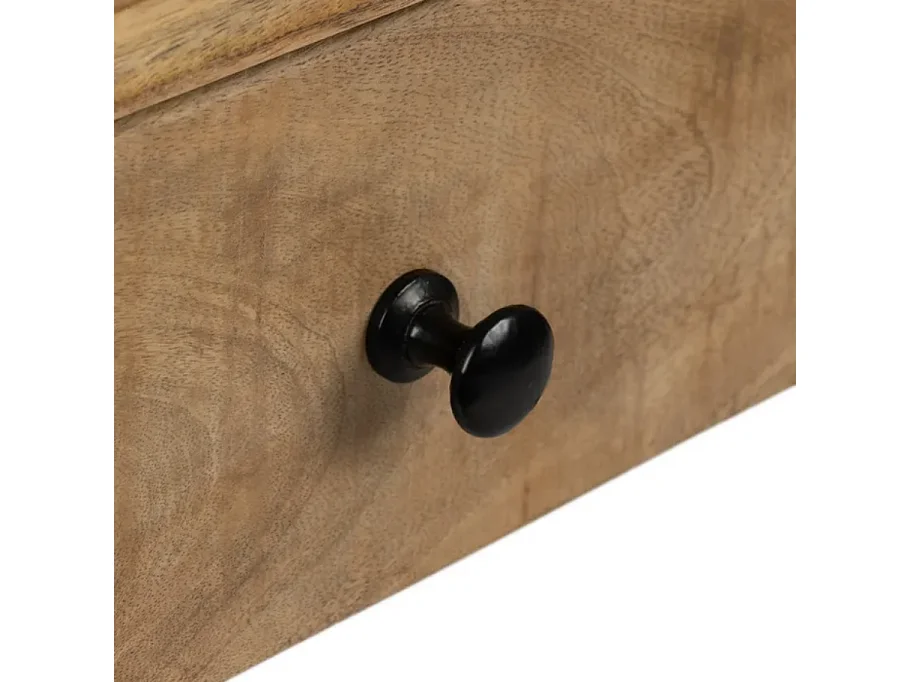Bureau secrétaire bois manguier massif pieds métal noir 120 cm CELINOR