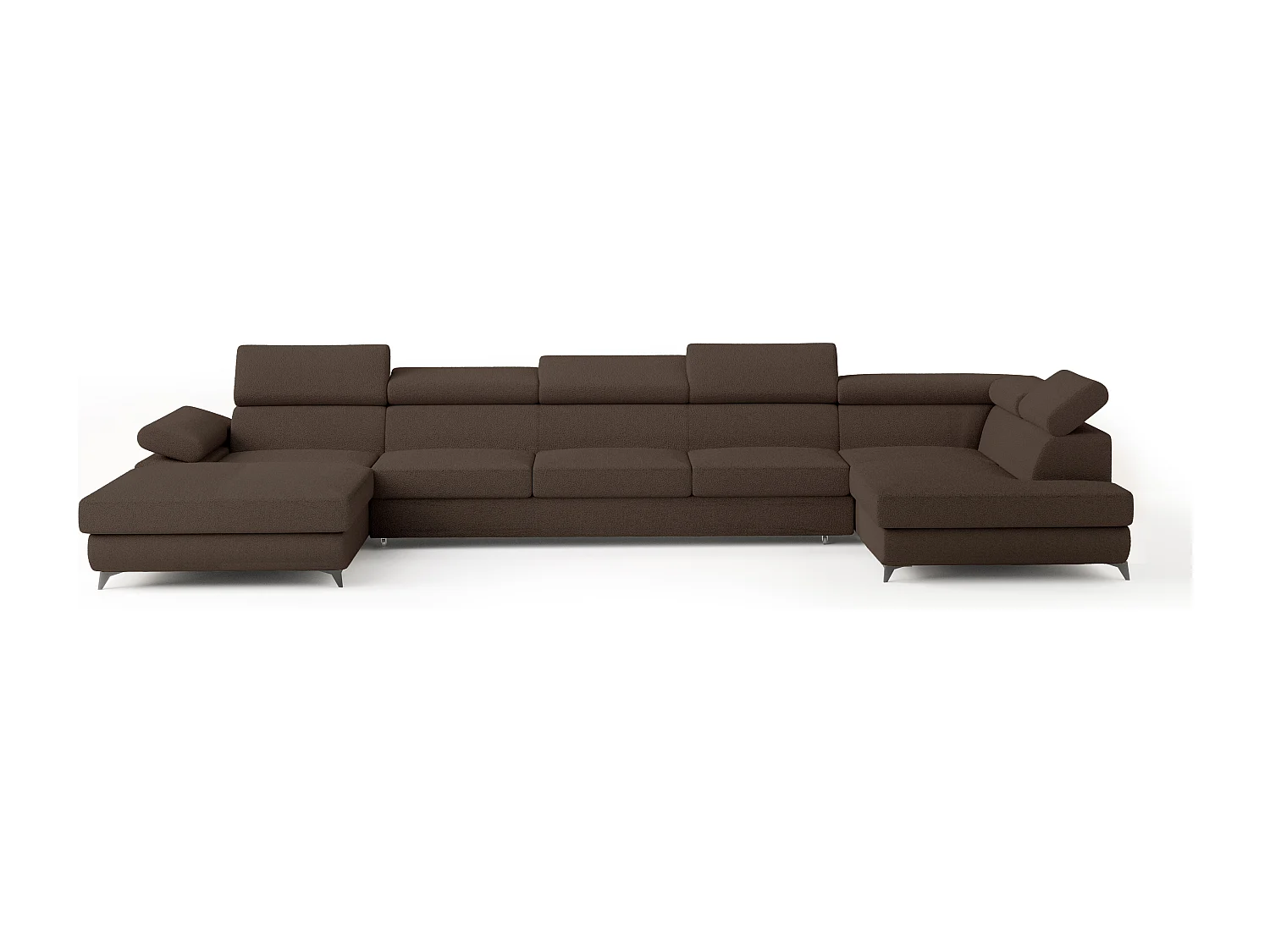 Hoekbank MONTIVA van fluweel met slaapfunctie Braun