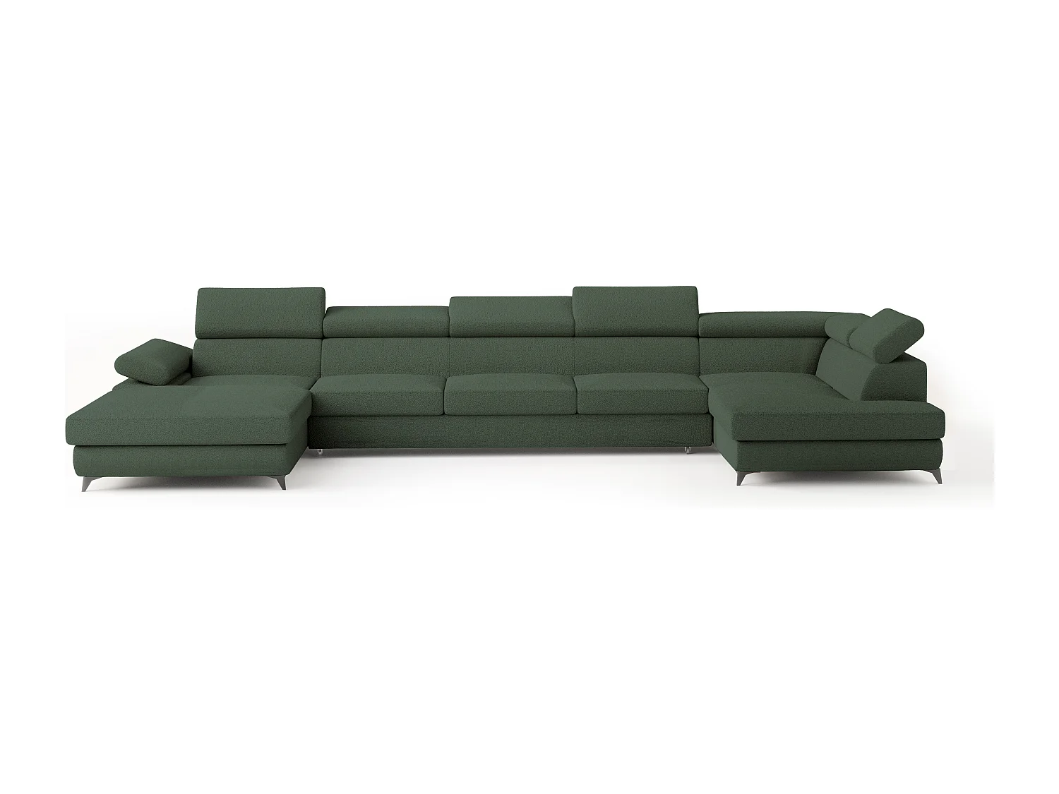 Hoekbank MONTIVA van fluweel met slaapfunctie Grün