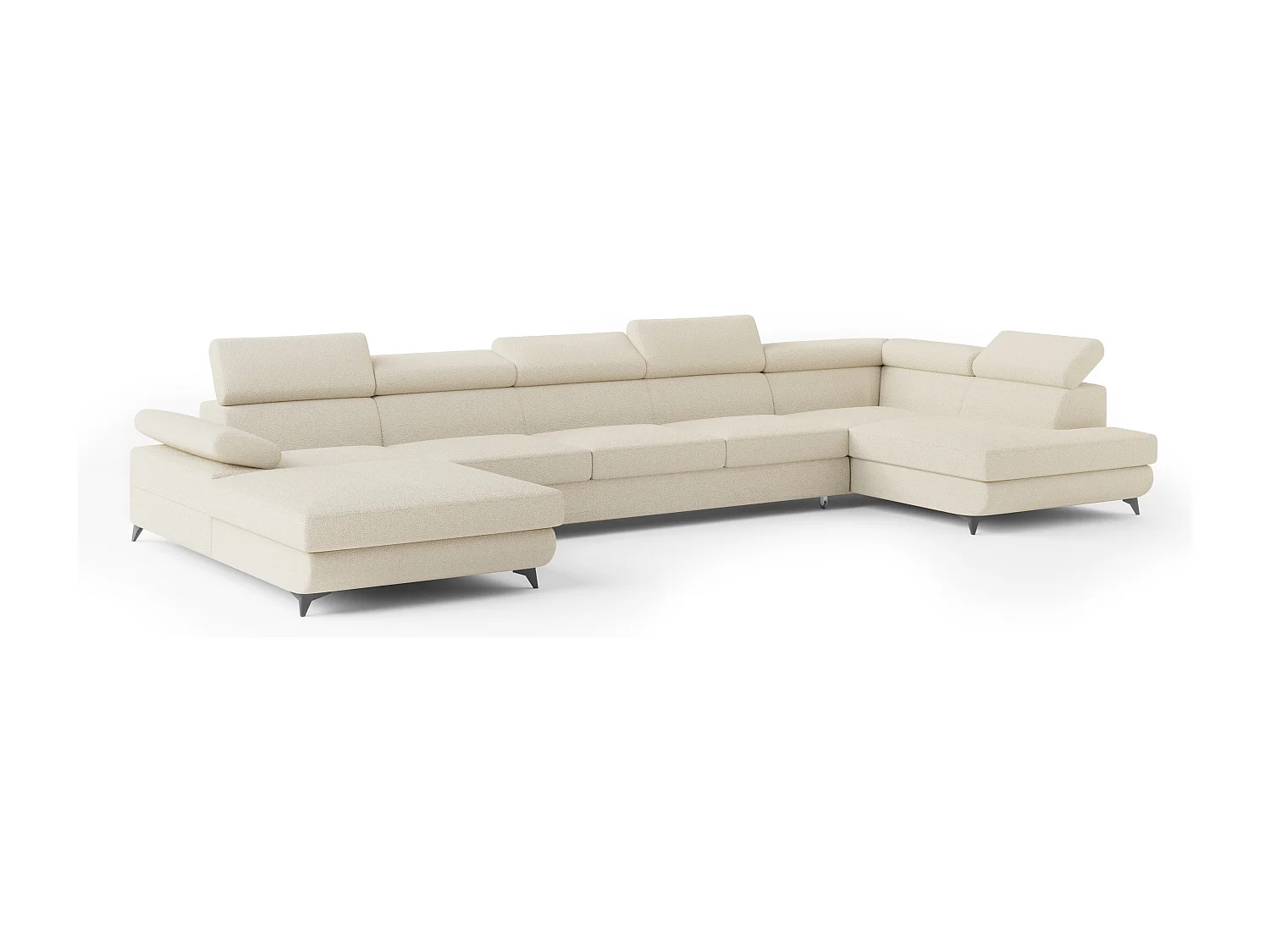 Hoekbank MONTIVA van fluweel met slaapfunctie Creme