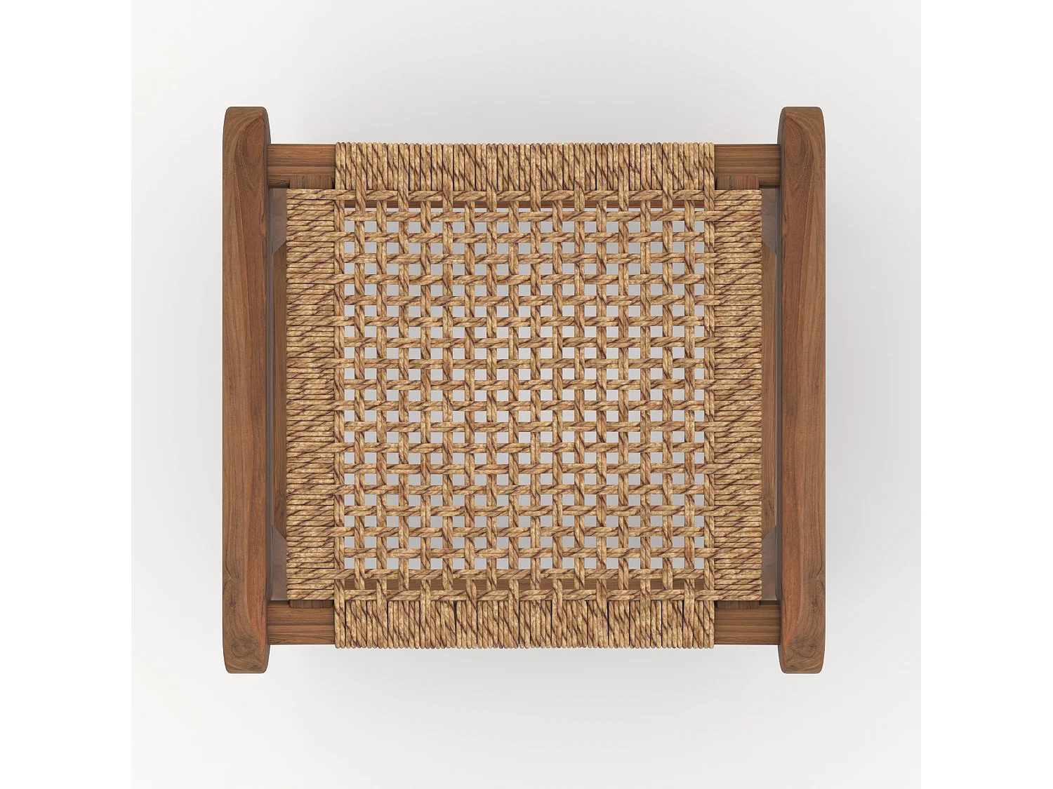 Tabouret pour îlot central 66 cm en teck vernis et tissage synthétique - Omaha