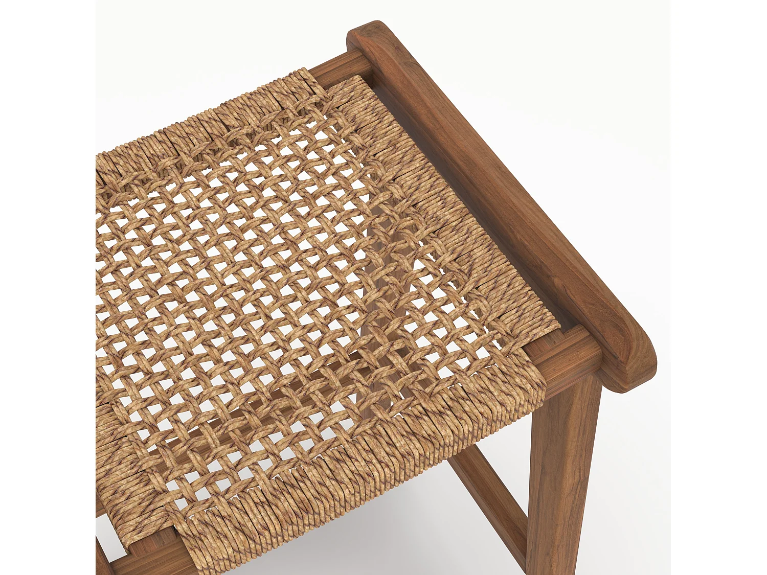 Tabouret pour îlot central 66 cm en teck vernis et tissage synthétique - Omaha